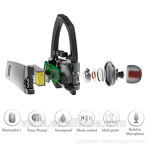 2017 Newest ipx7 waterproof wireless Bluetooth stereo earphone,In-ear sport style earbuds for swimming